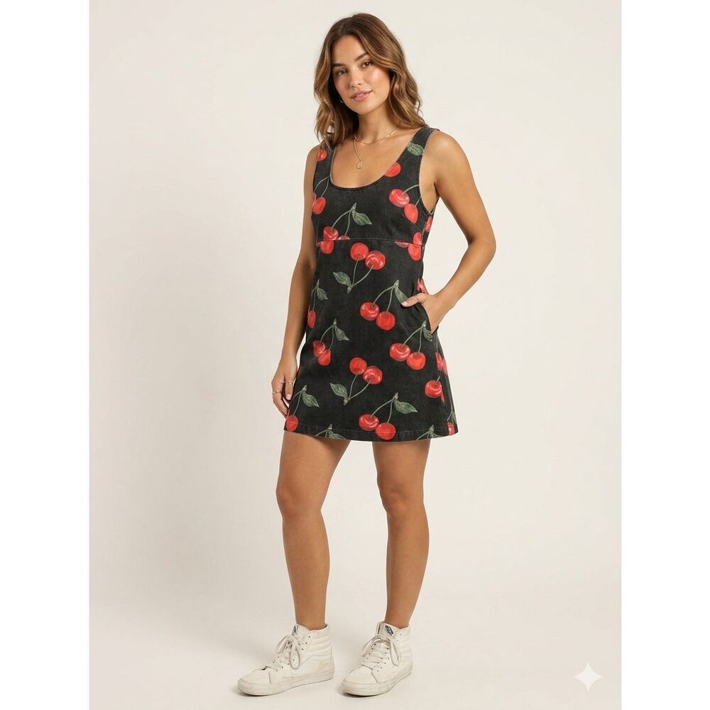 Urban Outfitters Charlie Cherry Print Mini Dress Low Back Coquette Y2K M